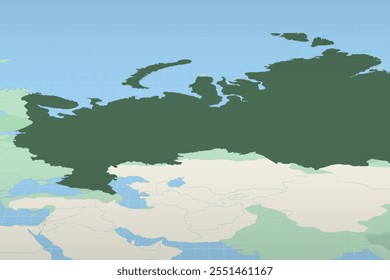 Rusia destacó en un mapa detallado la ubicación geográfica de Rusia. Mapa de Vector.