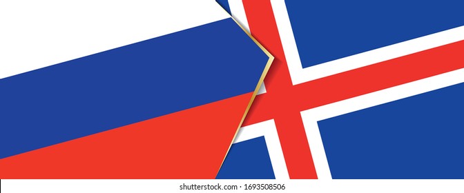 Banderas de Rusia e Islandia, dos banderas vectoriales símbolo de relación o confrontación.