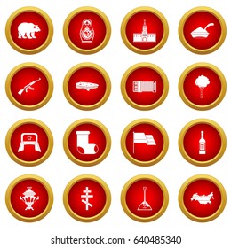 Russia icon red circle set isolated on white background