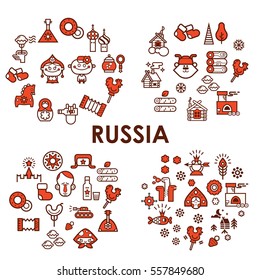 Russia icon set. Color Outline illustration of Russia icons for web and design