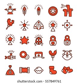 Russia icon set. Color Outline illustration of Russia icons for web and design