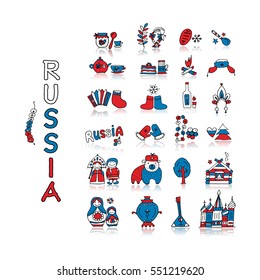 Russia, icons set. Sketch for your design
