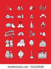 Russia, icons set. Sketch for your design
