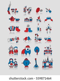 Russia, icons set. Sketch for your design