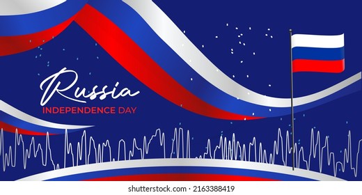 Russia independence day celebration. Suitable for greeting card, poster and banner. Russia national day vector illustration.