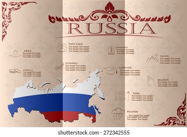 russia infographics, statistical data, sights. Vector illustration