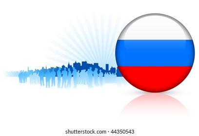 Botón de Internet de Rusia con fondo de línea aérea Ilustración vectorial original