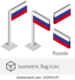 Russia isometric flag icon