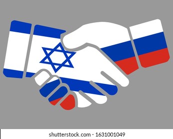Russia and Israel flags Handshake vector
