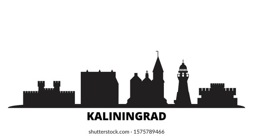 Russia, Kaliningrad City city skyline isolated vector illustration. Russia, Kaliningrad City travel black cityscape