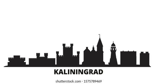 Russia, Kaliningrad city skyline isolated vector illustration. Russia, Kaliningrad travel black cityscape