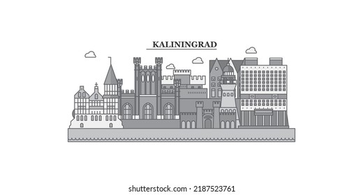 Russia, Kaliningrad city skyline isolated vector illustration, icons