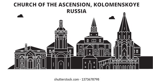 Russia , Kolomenskoye, Church Of The Ascension ,  travel skyline vector illustration. 