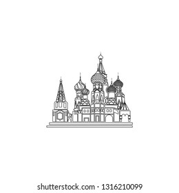 Russia kremlinr. simple flat vector icon illustration. outline line symbol - editable stroke