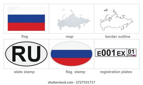 Etiquetas de Rusia fijadas. Ilustración vectorial
