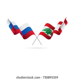 Russia and Lebanon flags. Vector illustration.