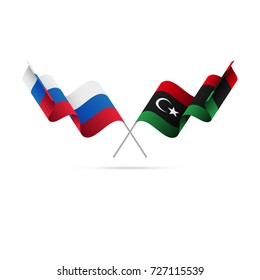 Russia and Libya flags. Vector illustration.