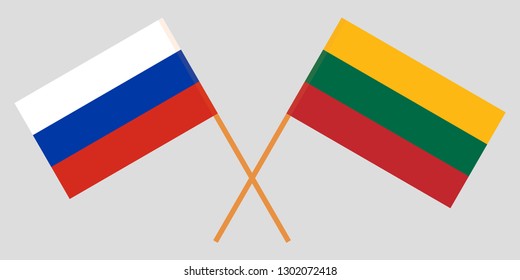 Russia and Lithuania. The Russian and Lithuanian flags. Official colors. Correct proportion. Vector illustration