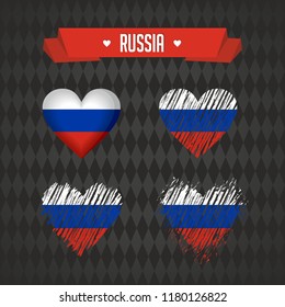 Russia with love. Design vector broken heart with flag inside.