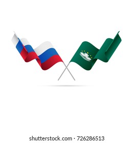 Russia and Macau flags. Vector illustration.