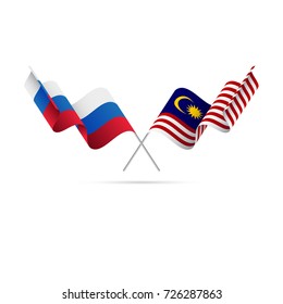 Russia and Malaysia flags. Vector illustration.