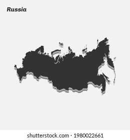 Rusia mapea la silueta 3d. Ilustración vectorial.
