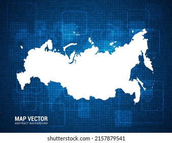 Russia map with abstract blue background technology pixel board texture.