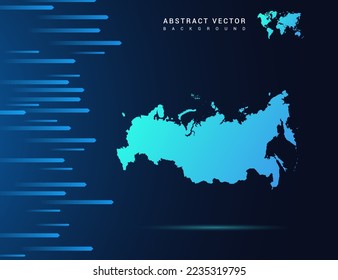 Russia map with abstract blue background technology.