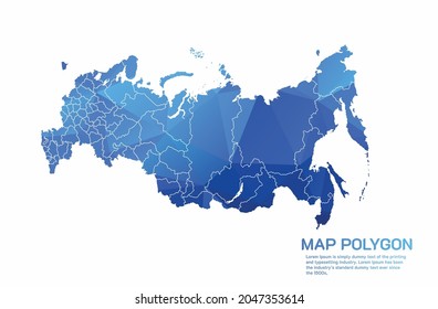Russia Map Abstract geometric rumpled triangular low poly style gradient graphic on white background