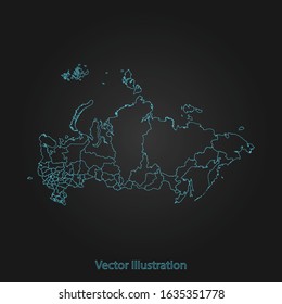 Russia map - Abstract mash line and point scales on dark background with Russia. flat design style, clean and modern. Vector Illustration eps10