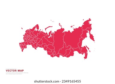 Russia Map - abstract style red isolated on white background for infographic, design vector.