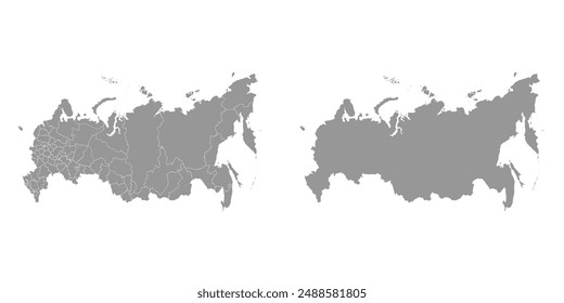 Rusia mapea divisiones administrativas. Ilustración vectorial.