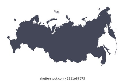 Russland kartiert schwarze Silhouette auf weißem Hintergrund. Handgezeichnete Kontur, Landesgrenzen. Einziger Vektorelement für Banner-Hintergrund-Design, Geografie, Reise, Russische Event-Illustration.