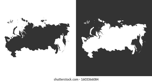 Russia Map With Black and White Vector