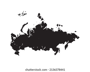 Russia map in black and white vector isolated