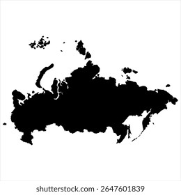 Russia Map - black World Map International vector template with High detailed isolated on white background - Vector