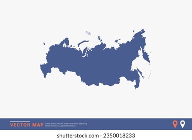 Russia Map - blue abstract style isolated on white background for infographic, design vector.