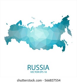 Mapa de Rusia - fondo gráfico triangular triangular triangular con degradado de polo azul, diseño polígonal para su . Ilustración vectorial, pasos 10.