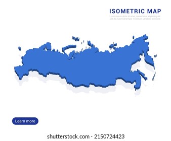 Russia map blue isolated on white background with 3d isometric vector illustration.