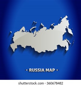 Russia map blue line 3D vector