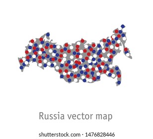 Russia map blue red white gray isolate object