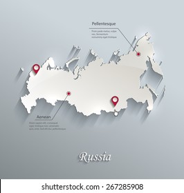 Russia Map Blue White Card Paper 3D Vector