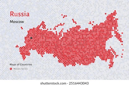 Mapa de Rusia con la capital de Moscú en mosaico	