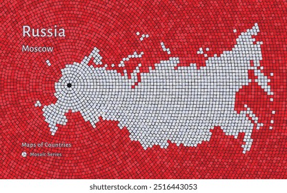 Mapa da Rússia com a capital de Moscou Mostrado em um padrão de mosaico	