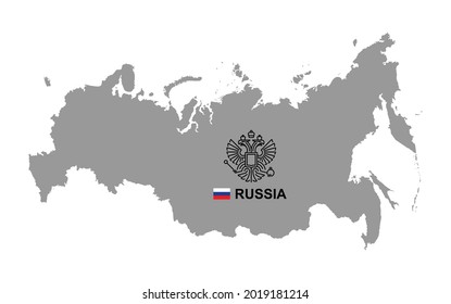 Russia map with coat of arms. isolated on white background