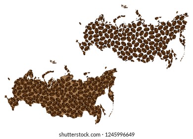 Russia -  map of coffee bean, Russian Federationo map made of coffee beans,