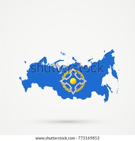 Russia map in Collective Security Treaty Organization (CSTO) flag colors, editable vector.