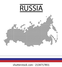 Russia Map Dot Dotted and Flag Flat Vector Design Silhouette Editable for Material Element Content