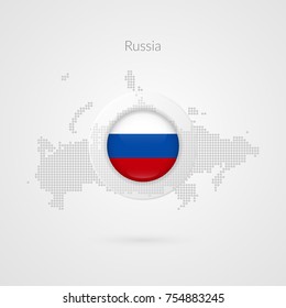 Russia map dotted vector sign. Isolated Russian flag circle symbol. Eastern Europe country illustration icon for presentation, project, advertisement, sport event, travel, concept, web design