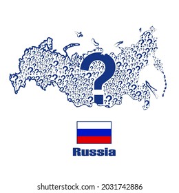 Russia map flag made from question mark.